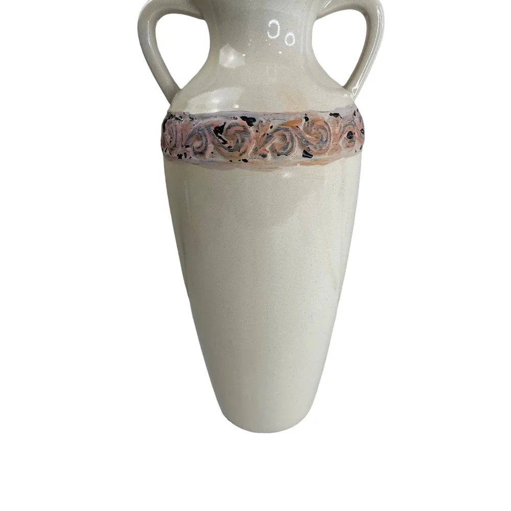 Decorative Vase Cream Tan Artistic Large‎ Classic Classy Vintage